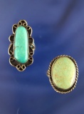 Nice pair of antique silver and turquoise rings.