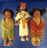 Set of 3 Indian Dolls in very good condition. Largest is 7