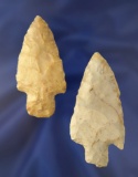 Pair of Flint Ridge Flint Adena Arrowheads found in Darke Co., Ohio, largest is 3 1/8