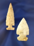 Pair of thin and well styled Ohio Arrowheads, largest is 2 1/16