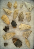 Set of 17 Assorted Arrowheads found in Ohio. Largest is 3