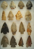 Set of 16 Assorted Arrowheads found in Ohio. Largest is 2 5/8