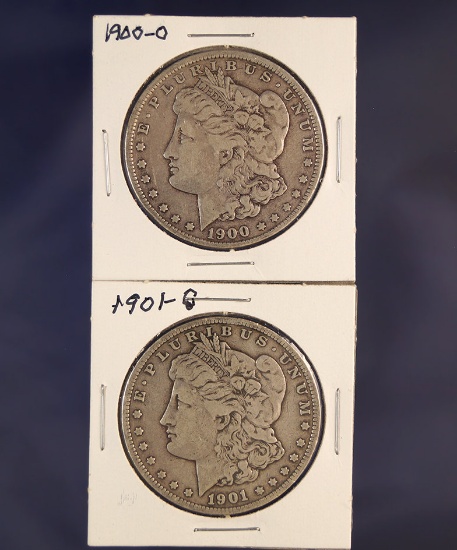 1900-O and 1901-O Morgan Silver Dollars F-F+