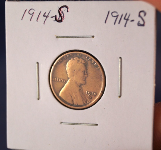 1914-S Lincoln Wheat Cent VG Details