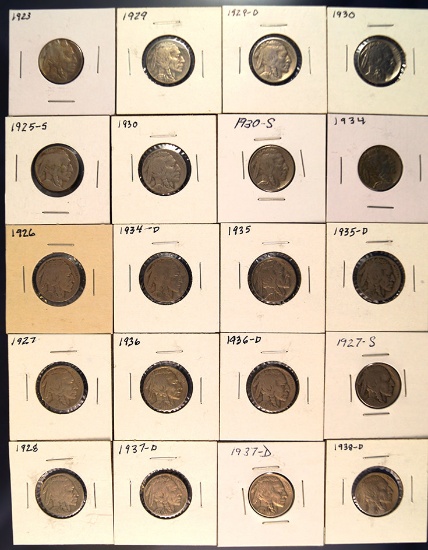 1923 - 1938-D Assorted Buffalo Nickels G-XF *See full description.