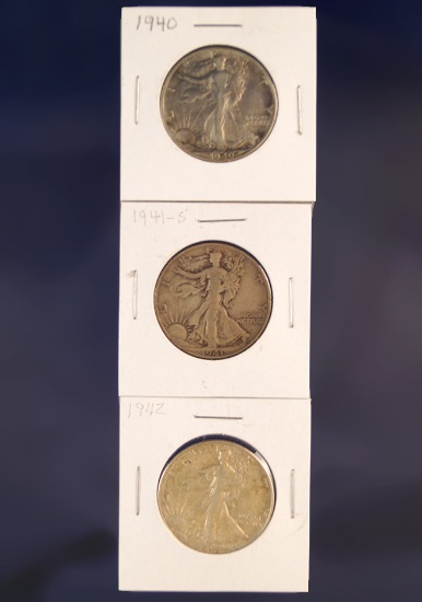 1940, 1941-S and 1942 Standing Liberty Half Dollars F-XF