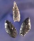 Set of three nice Obsidian Arrowheads found in Oregon and Nevada largest is 1 7/16