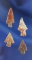 Set of 4 Columbia River Arrowheads - largest is 1
