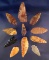 Set of 11 assorted Arrowheads found near the Coeur d' Alene River, Idaho. largest is 2 1/8