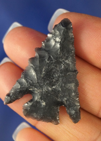 Well patinated 1 5/8" Obsidian Cornernotch found in Oregon.