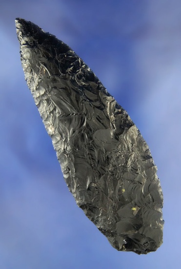 Large 5 3/16" Obsidian Cascade Knife found near the Columbia River. Ex. Bill Peterson