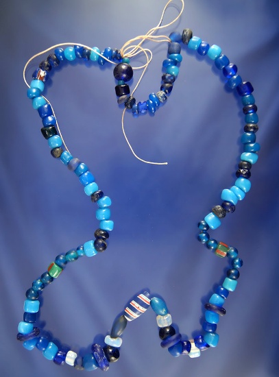 25" L Strand of Blue Trade Beads including many early Blue 'Padre' Beads. Ex Bill Peterson