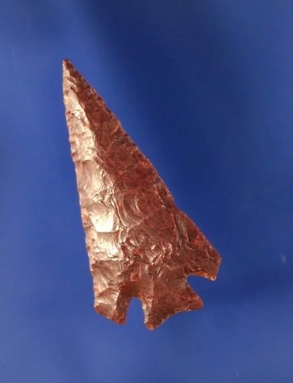 Symmetrical, well made, Clip Wing Columbia Plateau, 1 3/8” L, red-brown Chalcedony.
