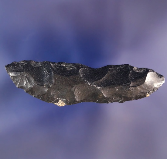 2 7/16" Obsidian Paleo Crescent found by Tom Bromley near Bueno Vista, California.