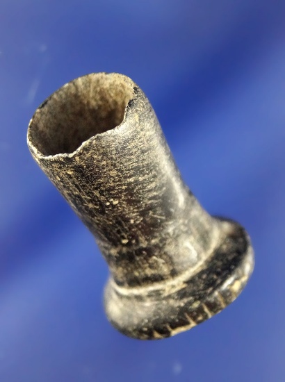 Short Pipe with 'Wine Glass' Base, Steatite, 1 1/4" L., from the Bill Peterson Collection.