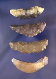 Set of four Paleo Crescents found in Nevada by R. D. Mudge, largest is 1 15/16