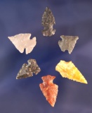 Set of 6 assorted Arrowheads found in Oregon, largest is 1 1/16