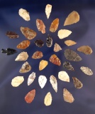 Set of 32 assorted Arrowheads found by two amateur archaeologists near the Columbia River.