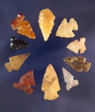 Set of 10 assorted Arrowheads found near Coeur d' Alene River, Idaho. largest is 1