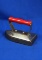 Small tailors iron, red wood handle, Ht 2 1/2