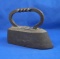 Tailors SAD iron, 10, cast iron, ornate picture on base, twist in metal handle, Ht 6 1/4
