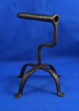 Goffering iron, light weight, rough finish black metal, four legged stand, 4 3/4