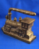 Tailors iron, locomotive, solid cast brass, very heavy, so scarce to be rare, Ht 5 1/2