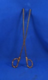 Fluting tongs, string wrapped handles, 9 3/4