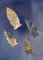 Set of 4 Assorted Ohio/PA Arrowheads, largest is 2 1/16