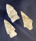 Three well flaked arrowheads, largest is 2 1/4