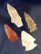 Set of four nice arrowheads, largest is 2 3/4