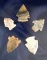 Set of five assorted arrowheads, largest is 1 7/8
