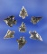 Set of seven Calapooya style Arrowheads found in Northern California. Largest is 5/8