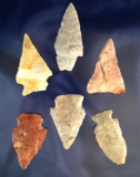 Set of six assorted Flint artifacts, largest is 2 5/8