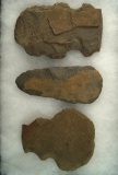Set of 3 Stone Hoes found on the Borden Farm in Fishers Hill, Virginia. Largest is 5 13/16