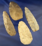 Set of four Midwestern Flint Blades, largest is 4 5/16