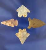 4 nice arrowheads found in Virginia. Largest is 1 3/8
