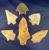 Set of six Flint artifacts found in the Georgia/Virginia area largest is 3 7/8
