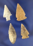 Set of four nice Arrowheads, largest is 1 1/2
