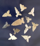 Group of 12 assorted Bird Points  in nice condition found in Texas.