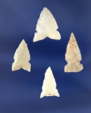 Set of 4 Sidenotched Arrowheads found in the Black Rock Desert by R.D. Mudge. Largest is 1