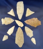 11 nice Quartz Artifacts found in Virginia, largest is 3 1/4