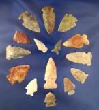 Set of 15 assorted Arrowheads found in Kentucky. Largest is 2