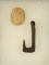 Large bone Fishhook and Shell Maskette Pendant found in Florida. Pictured. Ex. H.B. Greene.