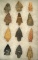 Set of 12 assorted Arrowheads found in Ohio, largest is 2 5/8