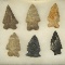 Set of 6 Archaic Arrowheads found in Ohio, largest is 1 3/4