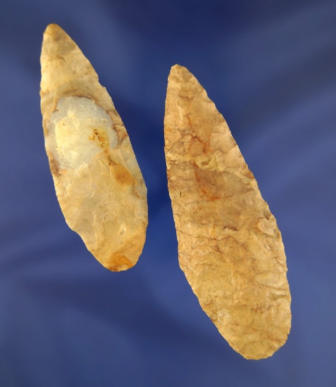 Pair of Adena Arrowheads found in Ohio, largest is 3 13/16".