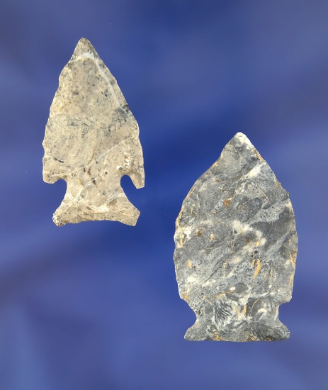 Pair of Intrusive Mound Arrowheads made from Coshocton Flint, largest is 2".