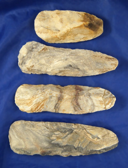 Set of four classic style Flint Celts found in Benton Co., Missouri. Ex. Lloyd Reinking collection.