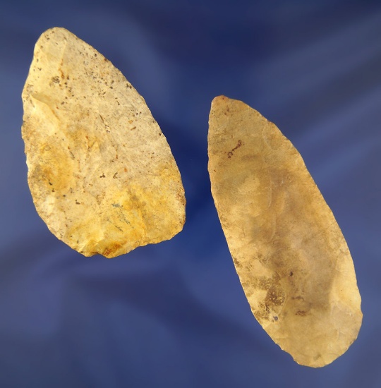 Pair of well patinated Flint Blades found in Ohio, largest is 4 3/16".